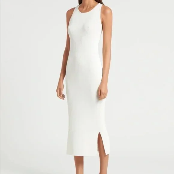 Sir the Label Marcelle Cross Open Back Knit Rib Dress in White size 0 - Picture 3 of 7